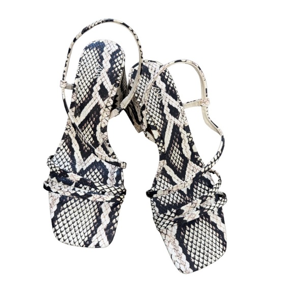 Zara Faux Leather Snake Print Heeled Sandals - Picture 2 of 10